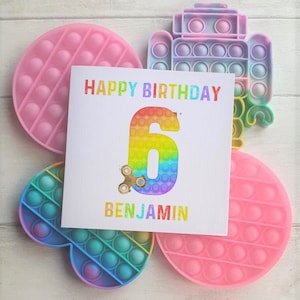 Personalised Fidget Popper Birthday Card: Rainbow Pop It Design