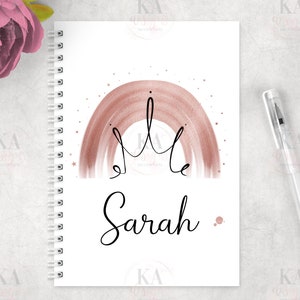 Personalised Rose Gold Rainbow Crown A5 Notebook
