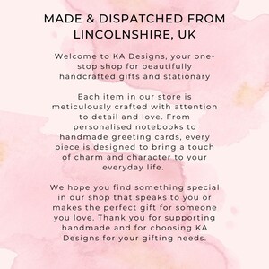 a pink watercolor background with the words made and dispatched from lincoln, uk