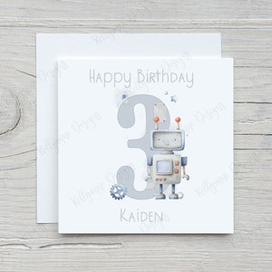 Roboter Geburtstagskarte, personalisierte Karte, Sohn, Enkel, Alterskarte, 1., 2., 3., 4., 5., 6., 7., 8., 9., 10