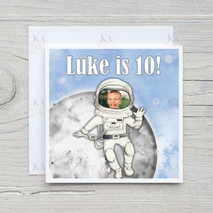 Astronaut Space Personalised Photo Birthday Card, Space, Birthday Boy, Cards For Him, Cards For Her, Cards For Kids, Free UK Delivery