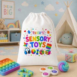 Bolsa de juguetes sensoriales personalizada, bolsa de almacenamiento para objetos antiestrés para personas con autismo, regalo para terapia ocupacional