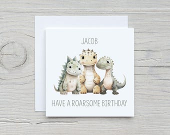 Personalised Dinosaur Birthday Card: 'Roarsome' Design