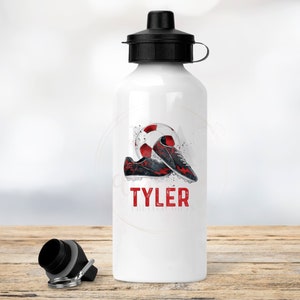 Personalised Football Water Bottle: 600ml Aluminium Drinks Flask