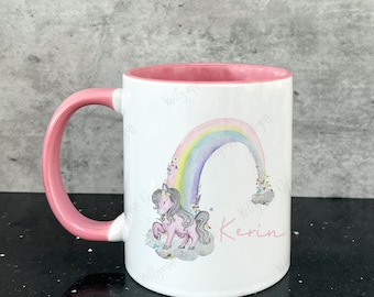 Watercolor Rainbow Pony Mug: Personalised Horse Lover Gift