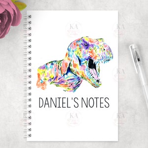 Dinosaurier Notizbuch, personalisiertes Notizbuch, Dinosaurier Notizbuch, Dinosaurier Journal, A5 Spiralbuch