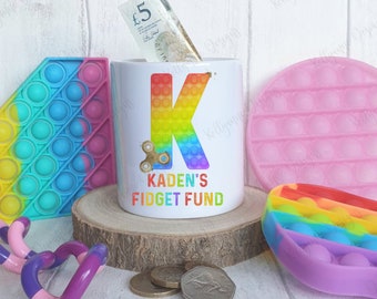 Personalised Fidget Pop It Ceramic Money Box: Birthday Gift
