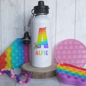 Personalised Fidget Pop Aluminium Drinks Bottle - 600ml