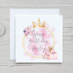Personalisierte Prinzessin Geburtstagskarte, Geburtstagskarte für Sie, Benutzerdefinierte Prinzessin Karte, Mädchen-Geburtstagskarte,