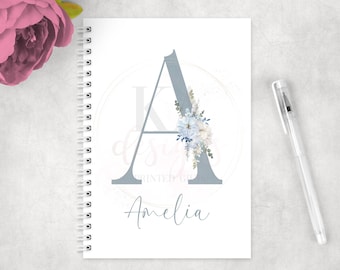 Blue Floral A5 Notebook: Elegant Botanical Journal