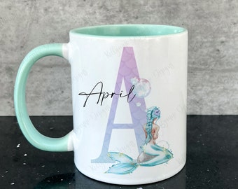 Personalised Mermaid Mug: Watercolor Under The Sea Gift