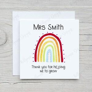 Teacher Thank You For Helping Me To Grow Card, Personalised Teacher Card, Free Uk Delivery