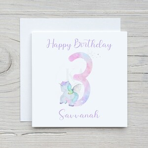 Personalised Unicorn Birthday Card, Rainbow Unicorn, Daughter, Granddaughter, Neice, Unicorn Card