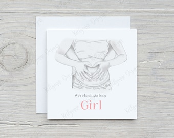 Baby Gender Reveal Card: Grandparent Pregnancy Announcement