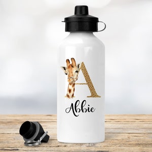 Giraffe Personalised Water Bottle, Aluminium Drinks Bottle, School Water Bottle, Gym Bottle