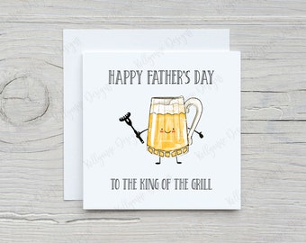 Funny Father's Day Card, Beer BBQ Father's Day Card ,King Of The Grill, Card For Dad, Funny Dad Card, Daddy Card, Free UK Delivery