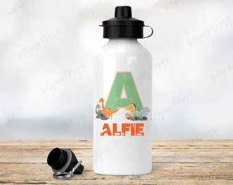 Dinosaur water Bottle. Personalised Bottle, School Water Bottle, Aluminium Drinks Bottle, Nursery Bottle, Gift For Him