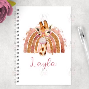 Personalised Giraffe A5 Notebook: Initial Spiral Book