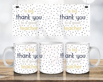 Teacher Mug: 'Thank You' Ceramic Coffee Cup, End of Year Gift
