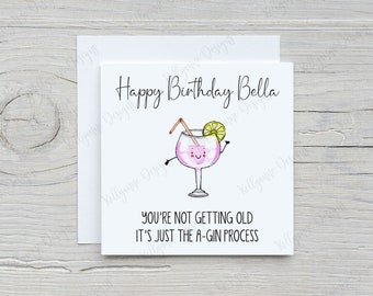 Funny Gin Card for Her, Gin Lover Birthday Card, Gin Puns Greeting Card, Alcohol Themed Card, Best Friend Gin Gift Idea