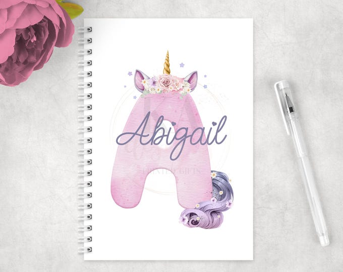 Unicorn Notebook, Magical Journal, Rainbow Diary, Fantasy Notepad, A5 Workbook, Kids Gift, Girls Notebook