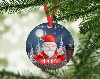 Personalised Santa Christmas Bauble, Kids Holiday Ornament