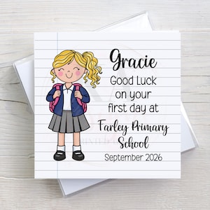 Tarjeta personalizada para el primer día de clases, recuerdo personalizado de la escuela primaria