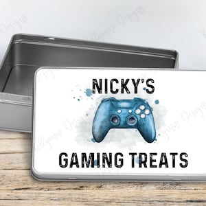 Personalised Gamer Treats Storage Tin, Gaming Treats, Gamer Tin, Birthday Gift