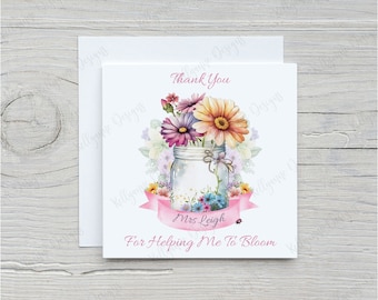 Personalised Teacher Thank You Card: Floral Design