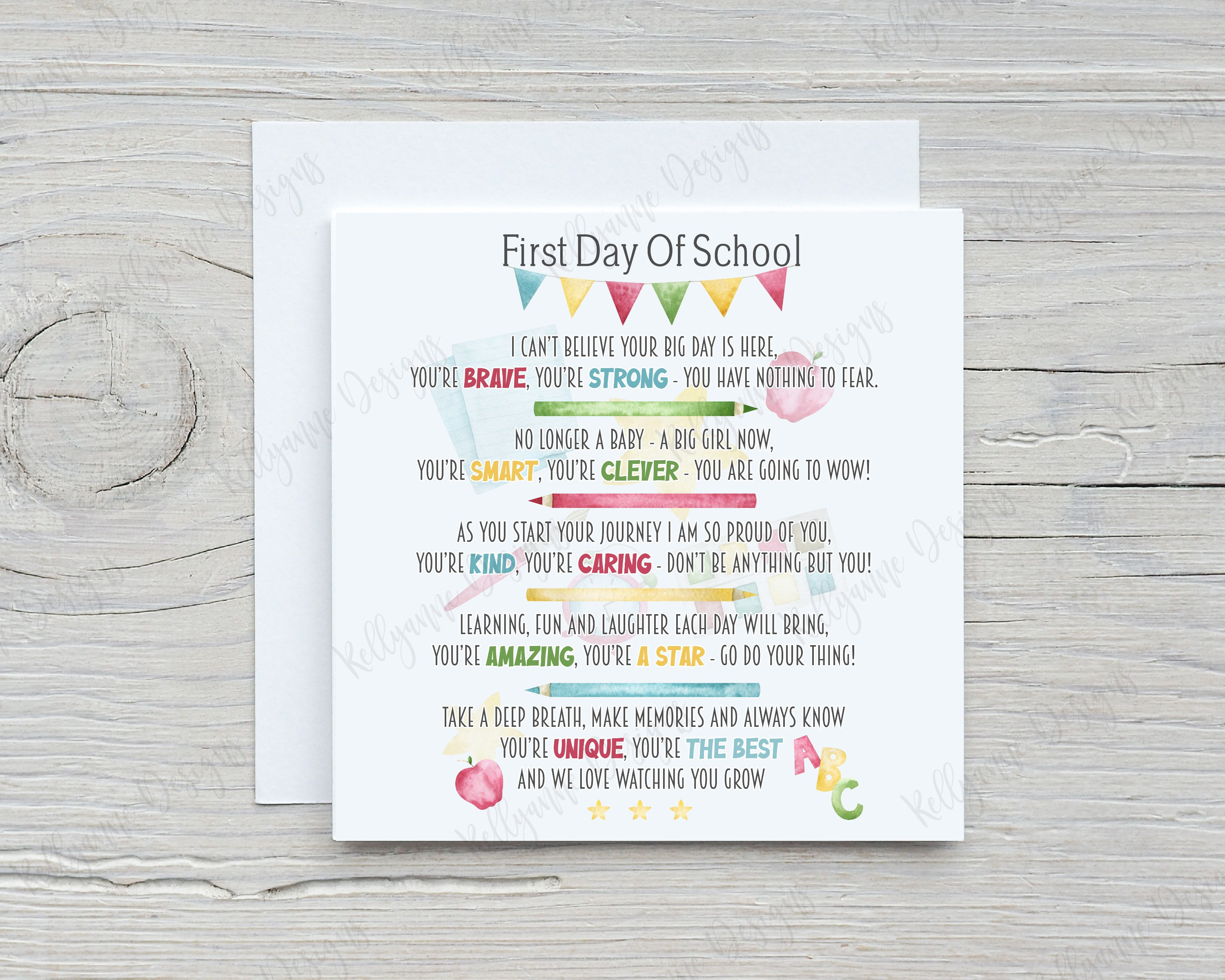 First Day of School Card First Day of School Poem Starting - Etsy UK
