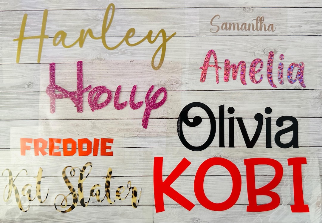 Personalised Iron on Vinyl Decal, Custom Heat Transfer Vinyl Name ...
