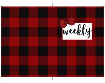 Buffalo Plaid, B6, Insert Cover, Weekly Monthly Notes, Printable Inserts