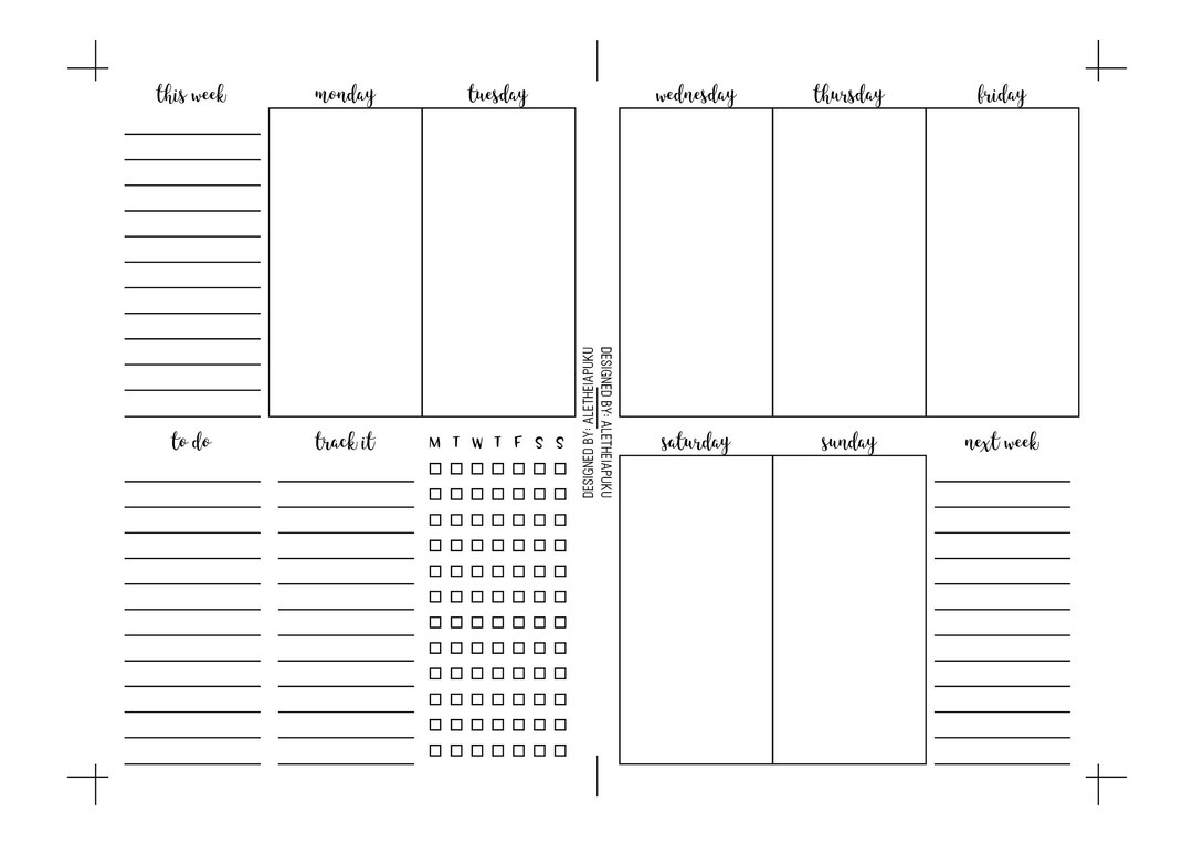 B6 WO2P, Detailed Layout, Printable Inserts - Etsy