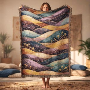 Wild Meadows Woven Blanket | Abstract Patchwork Cotton Throw