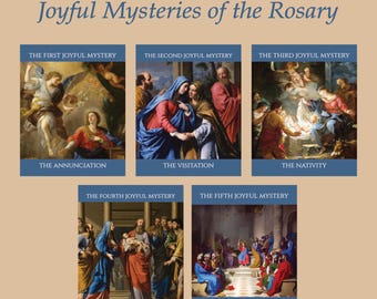 Joyful Mysteries of the Rosary DIGITAL DOWNLOAD 8x10 | Liturgical Living Art PRINTABLES for Home Altar