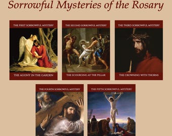 Sorrowful Mysteries of the Rosary DIGITAL DOWNLOAD 8x10 | Liturgical Living Art PRINTABLES for Home Altar