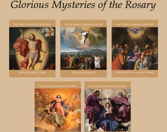 Glorious Mysteries of the Rosary DIGITAL DOWNLOAD 8x10 | Liturgical Living Art PRINTABLES for Home Altar