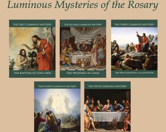 Luminous Mysteries of the Rosary DIGITAL DOWNLOAD 8x10 | Liturgical Living Art PRINTABLES for Home Altar