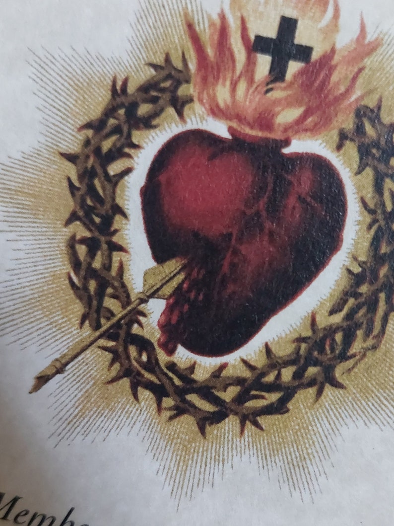 Sacred Heart Enthronement Certificate - Catholic Art Print, unframed image 3