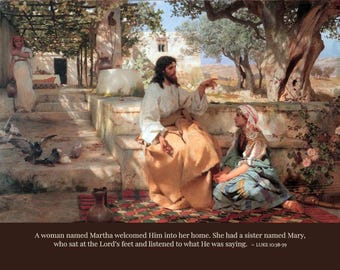 Jesus with Martha and Mary Catholic Art PRINTABLE DOWNLOAD