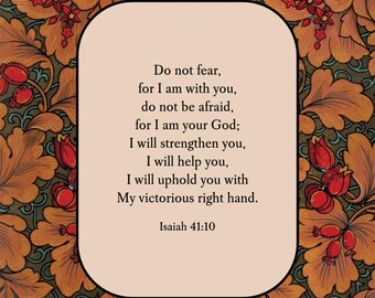8x10 PRINTABLE DOWNLOAD Bible Verse Wall Art Isaiah 41:10