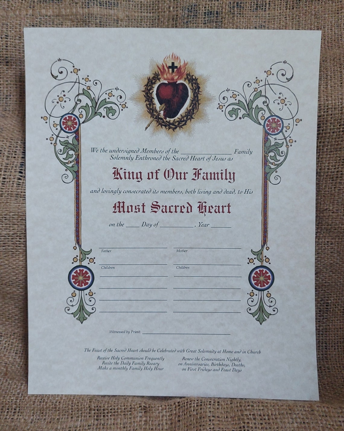 Sacred Heart Enthronement Certificate Catholic Art Print Etsy Sacred Heart Enthronement Certificate Catholic Art Print Etsy