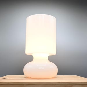 Retro white vintage glass table lamp Lykta, Ikea Sweden 1990s