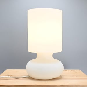 Retro white vintage matt glass table lamp Lykta, Ikea Sweden early version 1980s