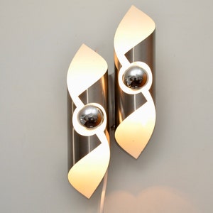 Double vintage space age aluminum wall lamp made  by Polam, Poland 1970s