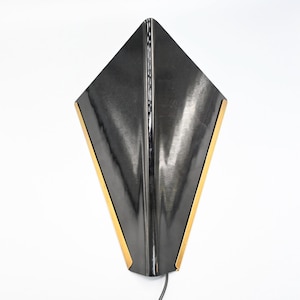 Rare Dutch vintage black glass post modern wall lamp, 1980s