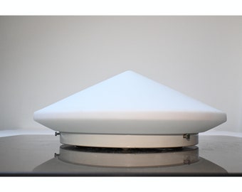 XL Minimalist Dutch midcentury white glass wall / ceiling lamp from Steinhauer Apeldoorn, 1980s