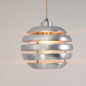 One of three vintage brushed aluminum pendant / hanging lamp by Eglo Leuchten Germany, 2000s zdjęcie 1