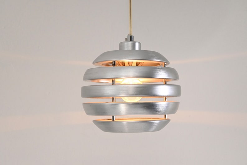 One of three vintage brushed aluminum pendant / hanging lamp by Eglo Leuchten Germany, 2000s zdjęcie 1