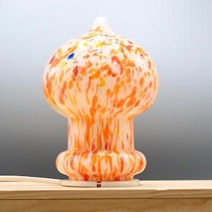 Lampe de table vintage scandinave en verre de style champignon par Monica Backström pour Pukeberg Glasbruk, Suède années 70
